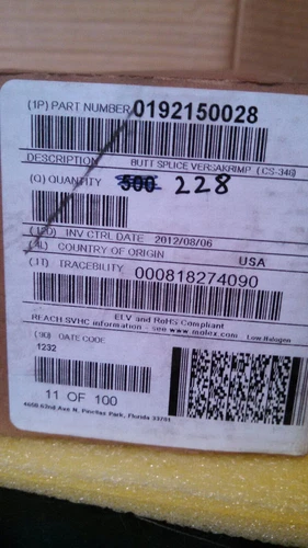 Molex Terminals BUTT-SPL 0192150028 Transducer Electrical Lugs USA - Image 3