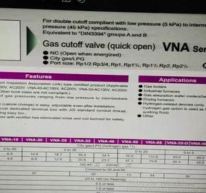 CKD VNA-20 2 Port 3/4 Inch 100VAC NC Gas cut Off Valve Transmitter Controller