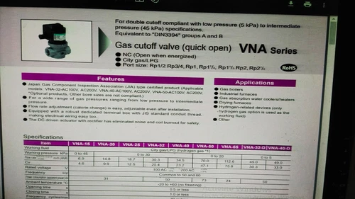 CKD VNA-20 2 Port 3/4 Inch 100VAC NC Gas cut Off Valve Transmitter Controller