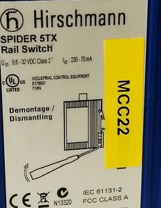 Hirschmann Spider 5TX Network Switch 5Port PLC Controller Transducer Transmitter