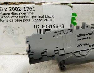 Wago 2002-1761 3 Conductor Carrier Terminal Block 16A 400V 12-22 AWG Rail Topjob
