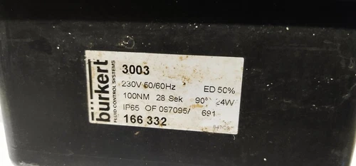 Burkert 3003 Electric Rotary Actuator 100Nm ON-OFF 230VAC Transducer Controller - Image 13