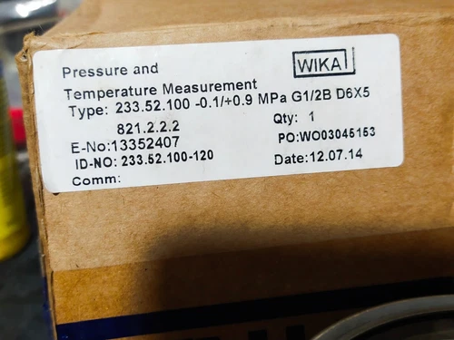 Wika 233.52.100 LT Density Monitor Alarm Gauge Liquid Fill -0.1/+0.9 MPA Control - Image 3