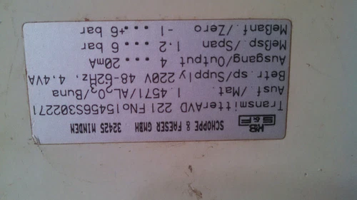 Schoppe & Faeser 6 Bar 4-20mA 220VAC Pressure Transmitter Transducer Sensor Test - Image 5