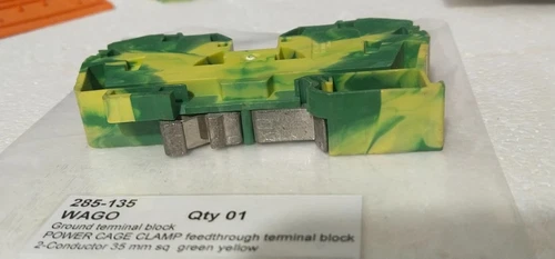 Wago 285-137 Ground Terminal Block 35mm² 2 Conductor Din rail Cage Clamp Green - Image 7