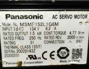 Panasonic MSMF152L1G6M 3P AC Servo Motor 1.5KW 3000RPM 4.7Nm Control Transmitter