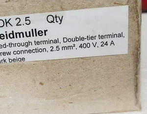 Weidmuller WDK 2.5 Feed through Double terminal Screw connection 2.5mm² 400V 22A