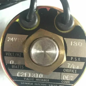 Skinner Solenoid Valve C2FJ310 130 PSI 24VDC 7/64 Transmitter Transducer