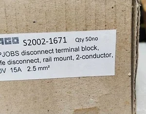 Wago S 2002-1671 TOPJOBS Disconnect Terminal Block Knife 2Conductor 400V 16A 2.5