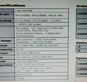 Nidec Tosok CAG3000 Column Air Gauge Micrometer Controller Transducer