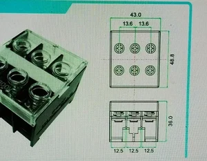 M.I.E IN30BK-C Rail 50A 600V 3Pole 8mm² Screw Clamp Terminal Block